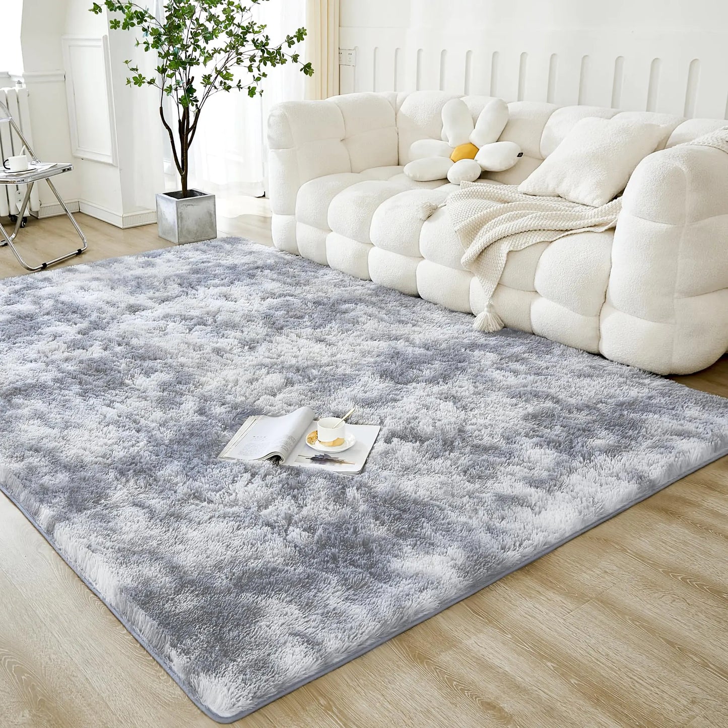 Alfombra Peluda Gris Claro