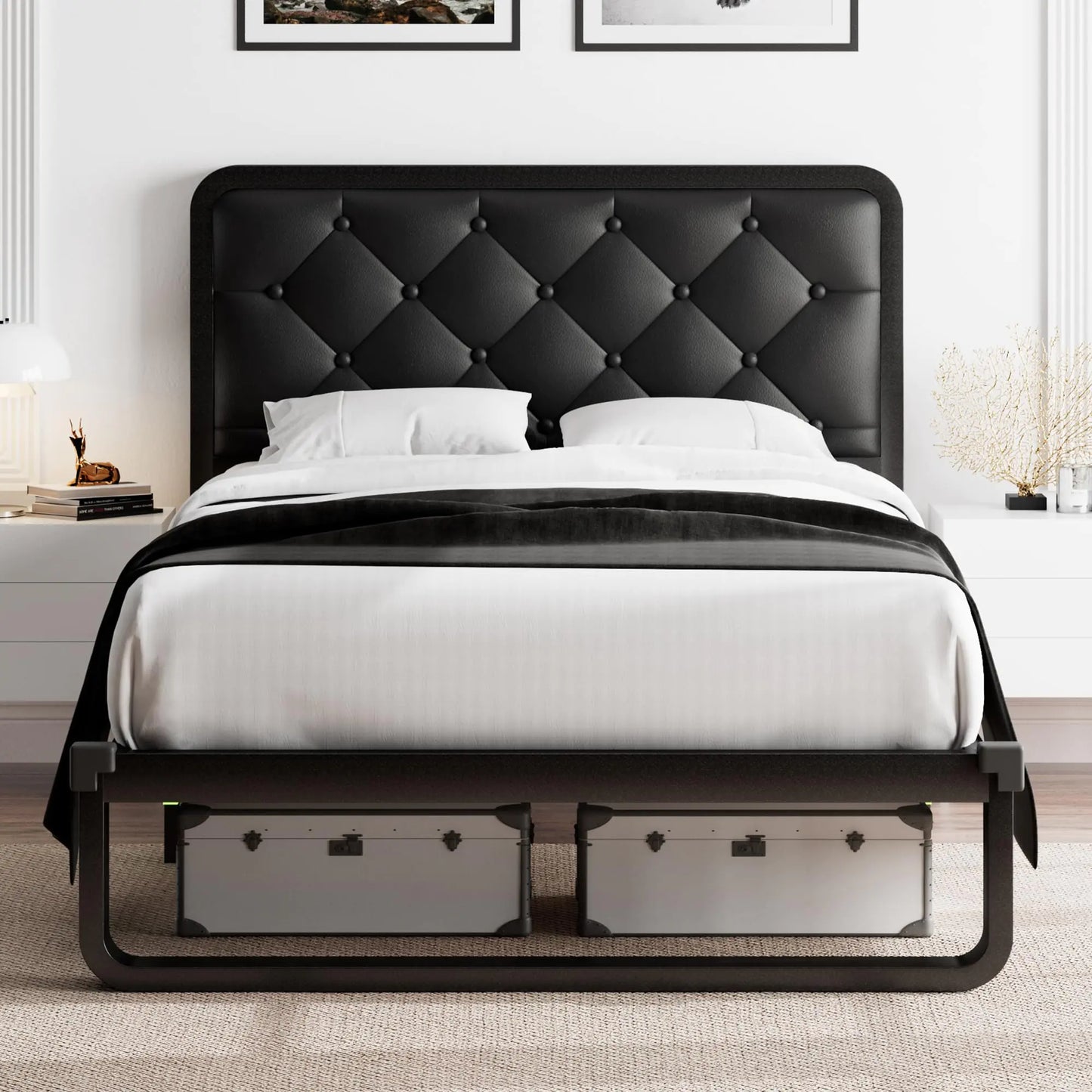 Cama con cabecero acolchado